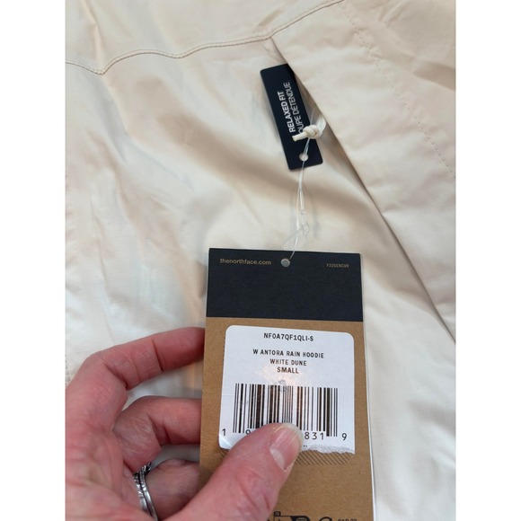 The North Face Womens Antora Rain Hoodie White Dune Lightweight Jacket Small 334 - Picture 7 of 9